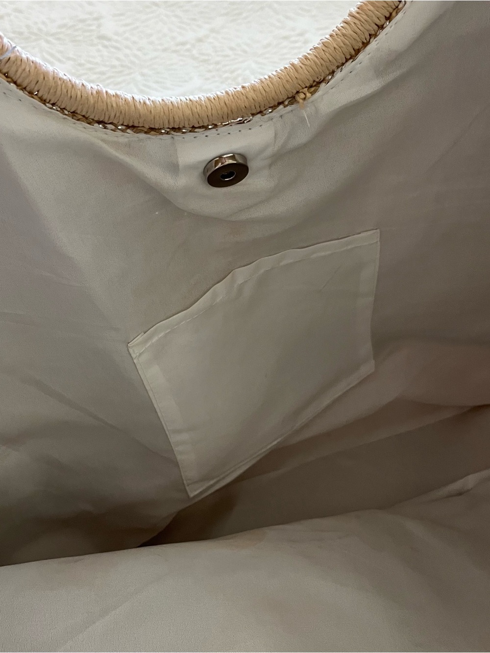 Neutral Woven Circle-Handle Tote Bag - Picture 3 of 13